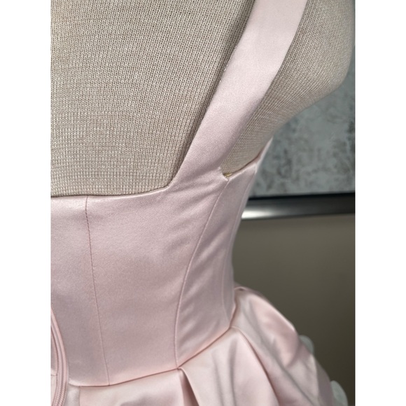 BRONX AND BANCO Serena Tiered Ruffle Skirt Boned Bodice Pink Mini Dress Size S - Picture 6 of 9